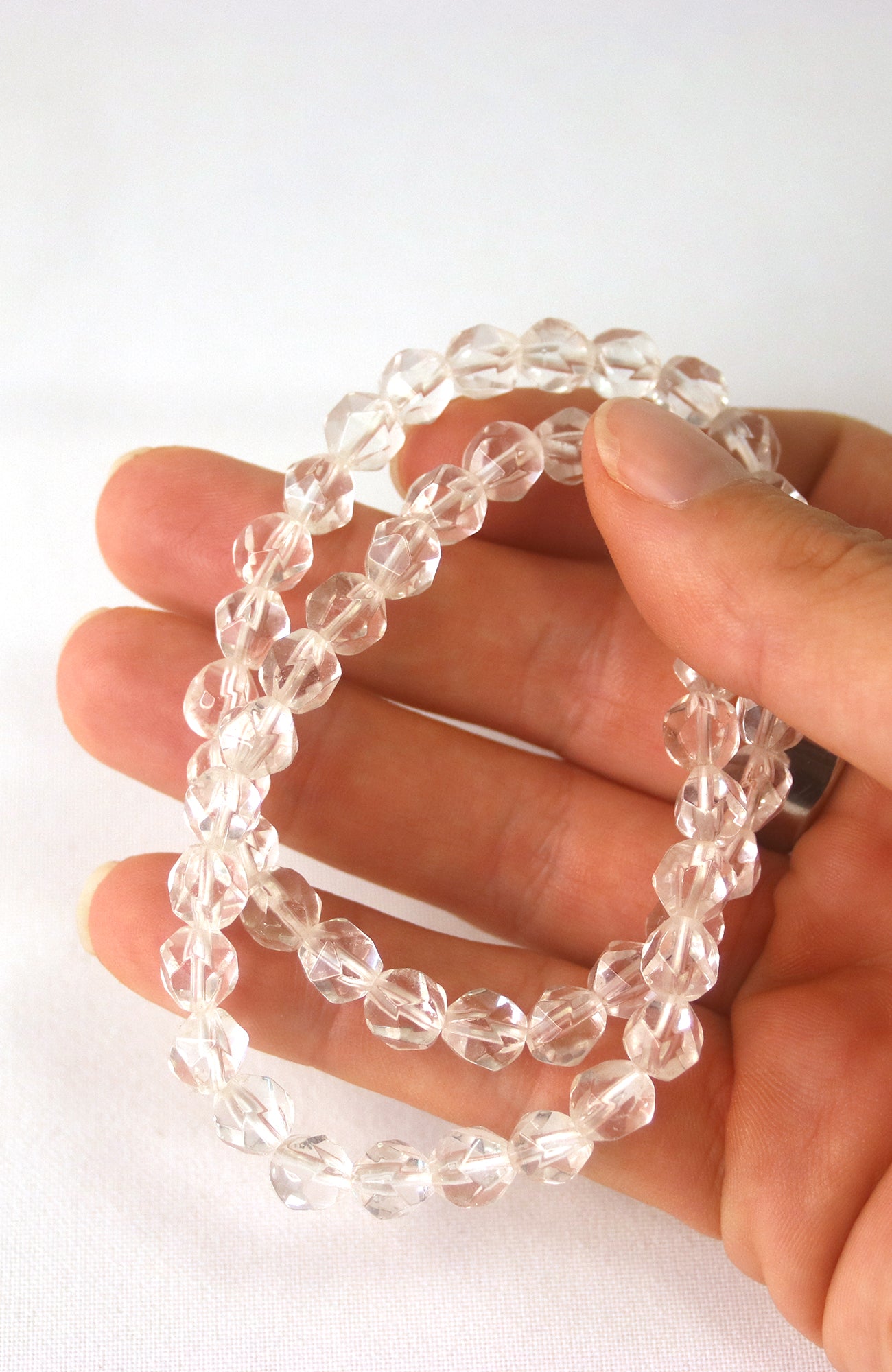 Clear Quartz Faceted Bead Bracelet